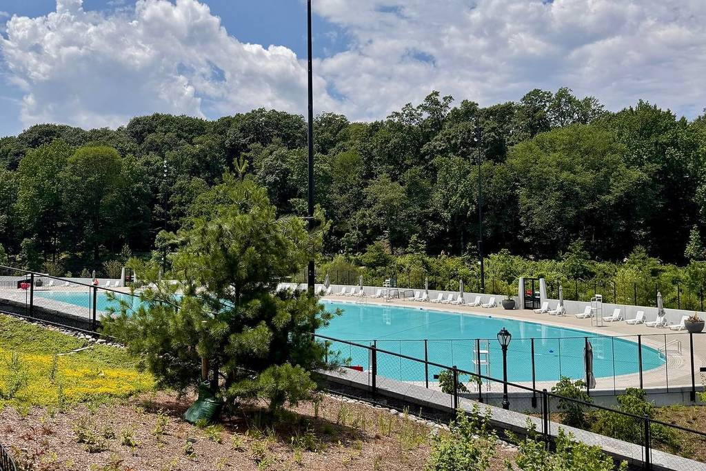 New York, NY USA - June 21, 2025 : View of the new Gottesman Pool at the Davis Center in Manhattan, New York City
