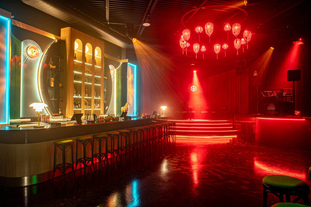 Interiors to The Red Pavilion cabaret and jazz bar in Brooklyn, NYC.