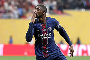ATLANTA, GEORGIA - JULY 05: Ousmane Dembele #10 of Paris Saint-Germain celebrates scoring his team's second goal during the FIFA Club World Cup 2025 quarter-final match between Paris Saint-Germain and FC Bayern München at Mercedes-Benz Stadium on July 05, 2025 in Atlanta, Georgia. (Photo by Kevin C. Cox/Getty Images)