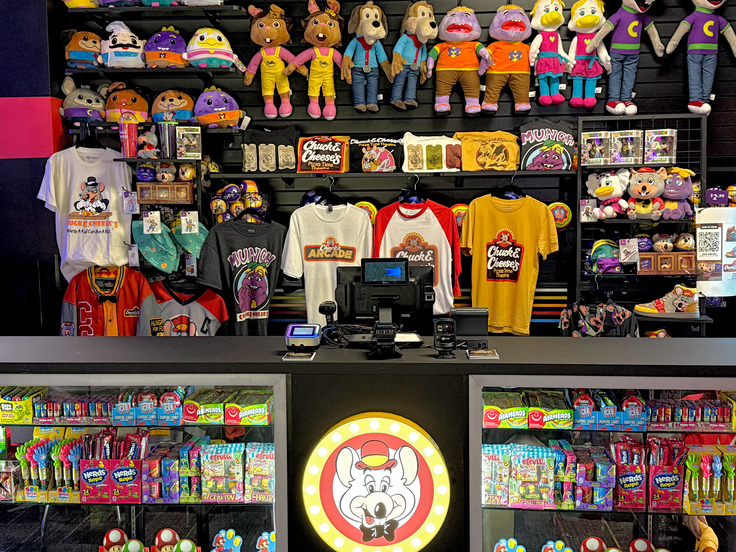 Merchandise counter at Chuck's Arcade