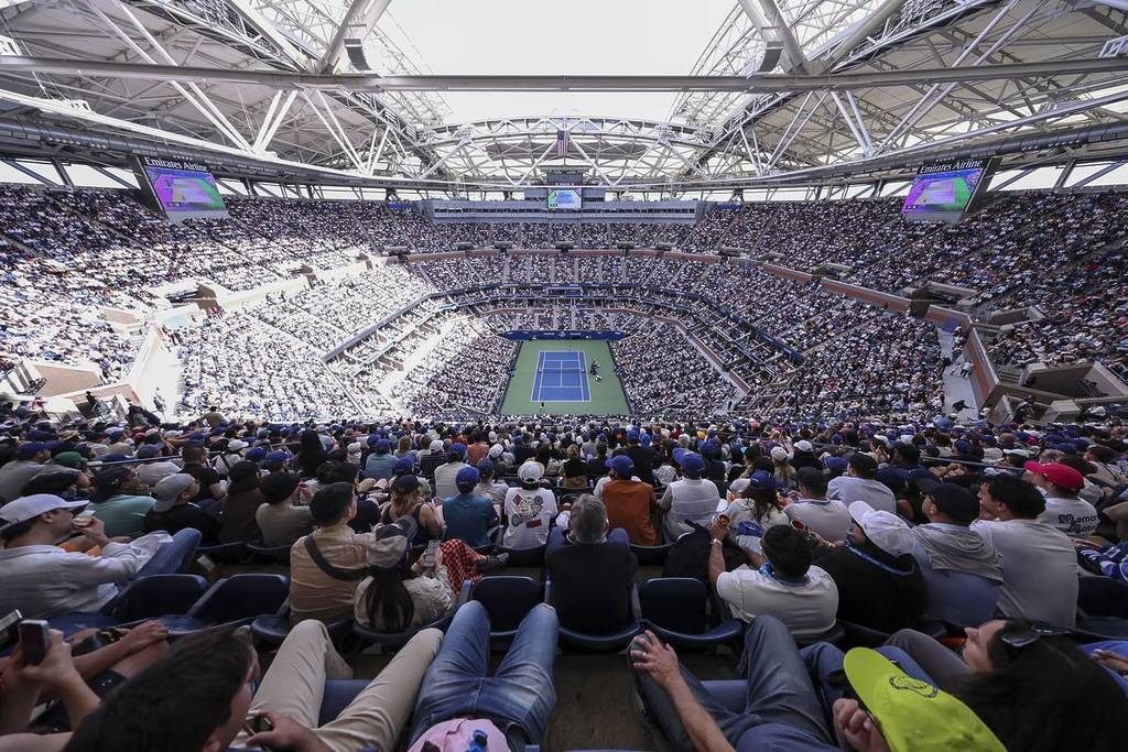 Taylor Fritz y Jannik Sinner en acción durante un partido del campeonato individual masculino del US Open 2024 el domingo 8 de septiembre de 2024 en Flushing, Nueva York. (Dustin Satloff/USTA)