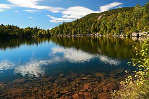 Crystal clear lake of the Adirondack mountains in New York State