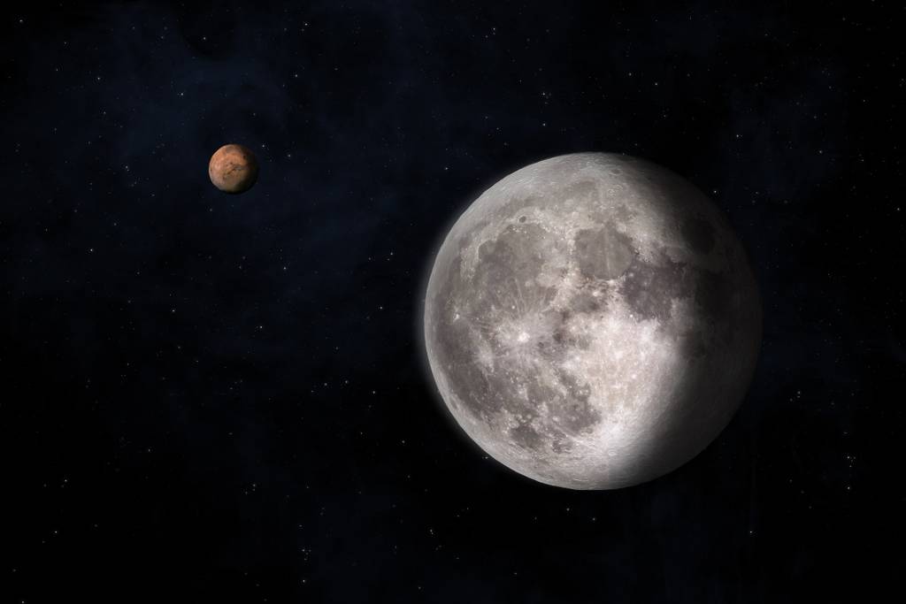 conjunción Luna y Marte