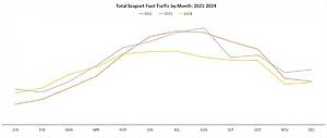 total Seaport foot traffic by month_2021-2024