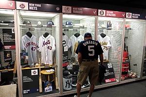 vintage memorabilia display from various Major League Baseball teams On display National Baseball Hall of Fame Museum at Cooperstown New Yorkat . Created 05.27.25