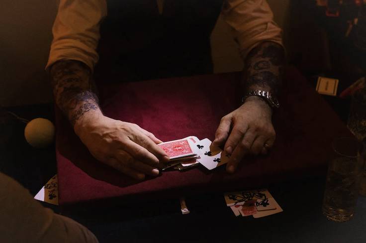 closeup of card trick at Magic at the Clock Shop