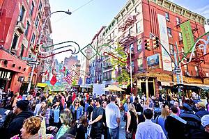 NEW YORK, NY - SEPT 22: Little Italy on Mulberry St. during the Feast Of San Gennaro on September 22, 2013 in New York City.