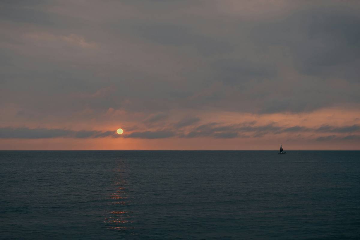 Sunset over waters in Montauk