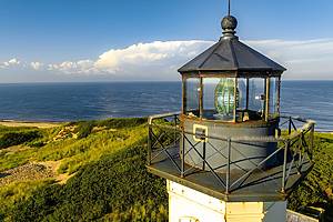 Late afternoon summer photo of the North Lighthouse, New Shoreham, Block Island, Rhode Island. August 2023