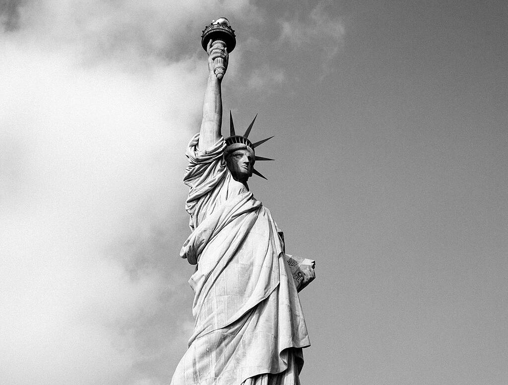 Statue of Liberty in black and white