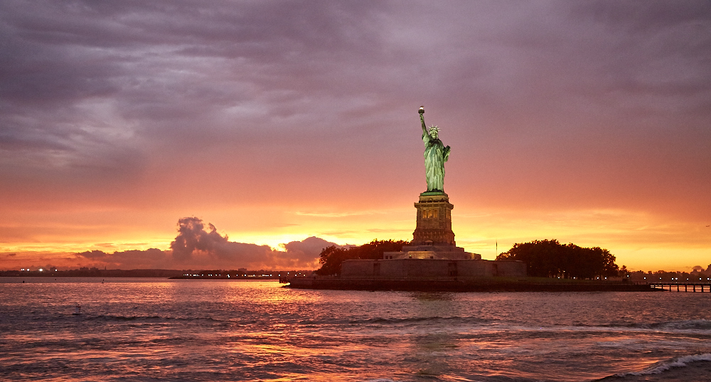 Statue of Liberty at sunset