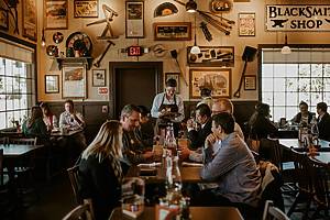 people eating inside Cracker Barrel