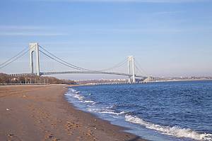 Verrazano Narrows Bridge in New York City. It connects Brooklyn with Staten Island.