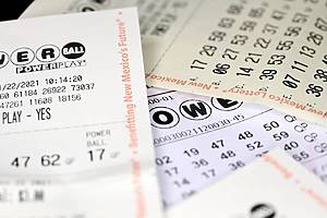 NORTH LAS VEGAS, NEVADA - DECEMBER 21: A close-up view of expired Powerball lottery tickets from New Mexico and Arizona on December 21, 2021 in North Las Vegas, Nevada.