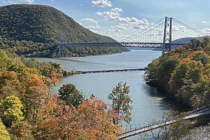 Picture Of Bear Mountain Bridge Taken In Highland Falls, New York In Orange County With The Changing Color Of The Tree's. Photo Taken Sunday October 18, 2020.