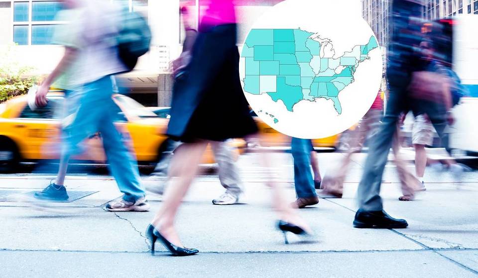Este mapa revela os estados que mais trabalham na América &#8211; Nova York está quase em último lugar