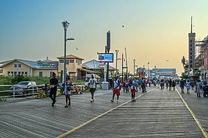 ATLANTIC CITY, NEW JERSEY - JULY 18: A crowded boardwalk on July 18, 2023 in Atlantic City, New Jersey.