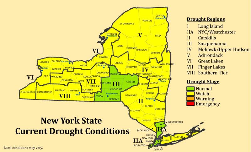 NYC DEC drought condition map