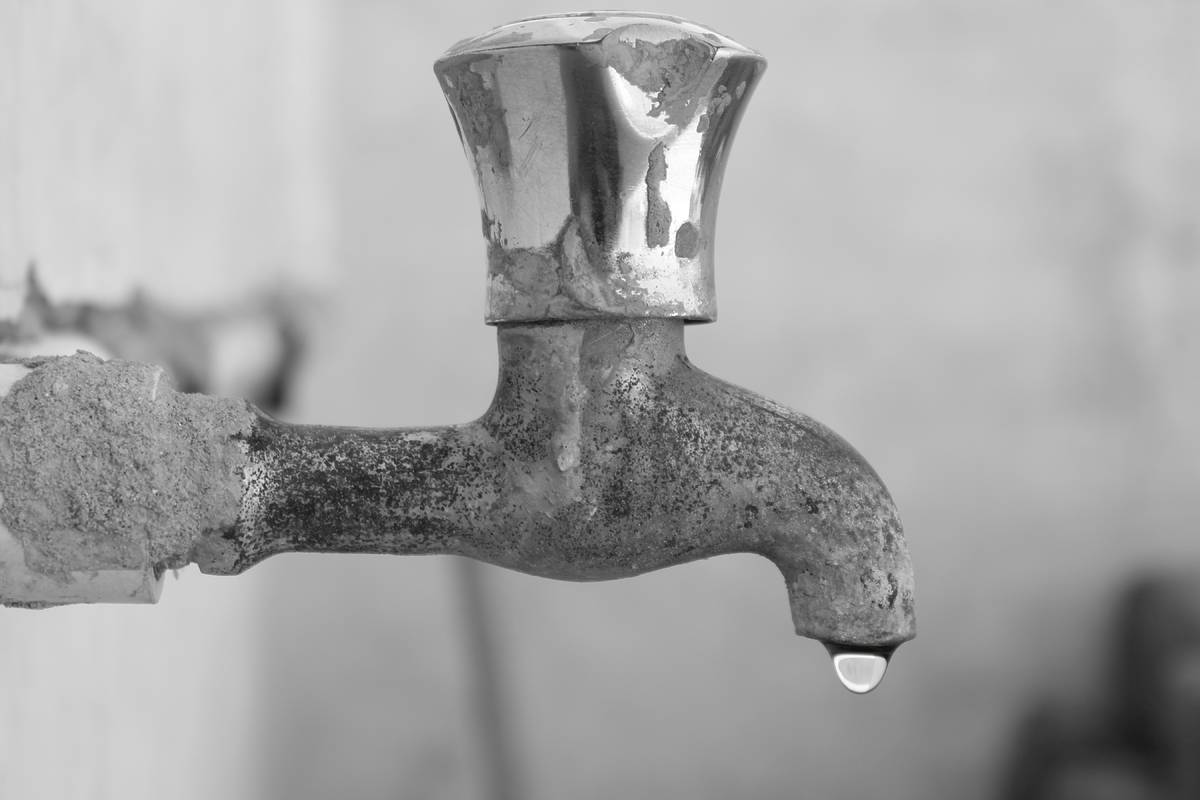 Water dripping from a faucet