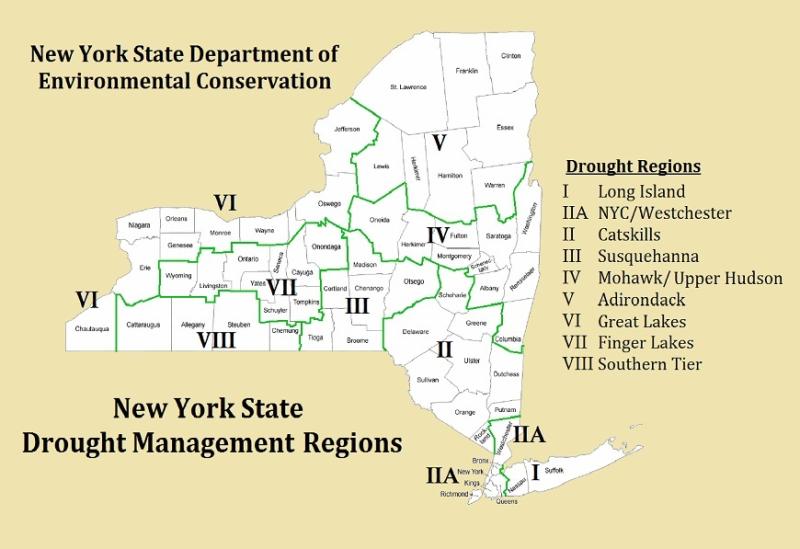 Map of New York State's drought management regions
