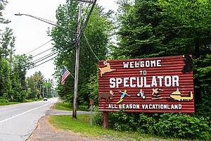 A car drives down Route 8 in Speculator, NY on Sunday, June 22, 2025.