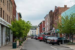 Looking down Lake Street in downtown Owego, New York