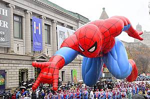 NEW YORK, NEW YORK - NOVEMBER 28: Spider-Man made byMarvel is seen during 98th Macy's Thanksgiving Day Parade on November 28, 2024 in New York City. (Photo by Eugene Gologursky/Getty Images for Macy's)