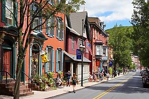 JIM THORPE, PA -30 AUG 2020- View of the historic town of Jim Thorpe (formerly Mauch Chunk) in the Lehigh Valley in Carbon County, Pennsylvania, United States.