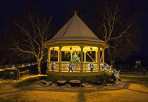 The Skaneateles village gazebo all decked out for the Christmas holiday season