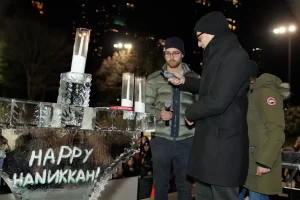 ice menorah at Chanukah On Ice NYC