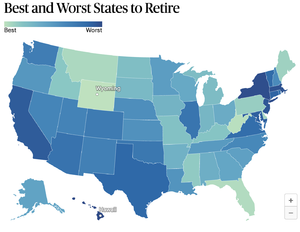 map of the best and worst states to retire