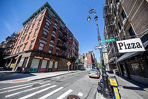 New York, New York - USA – May 5, 2020: Orchard and Rivington Streets in the Lower East Side is quiet due to health risks of COVID-19 outbreak on Tuesday, May 5, 2020. (Photo: Gordon Donovan)
