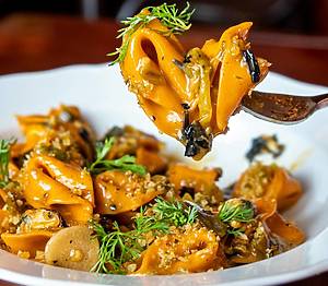 food on a plate and fork