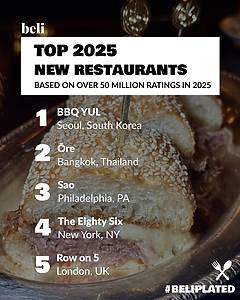 Beli Plated 2025 - top new restaurants