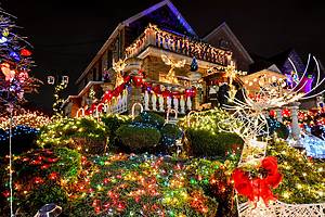 NEW YORK, BROOKLYN - DECEMBER 29, 2015 - Christmas decoration of a house in Dyker Heights, New York City
