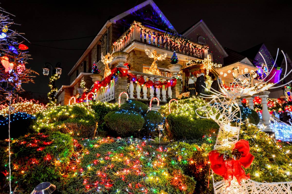 NEW YORK, BROOKLYN - DECEMBER 29, 2015 - Christmas decoration of a house in Dyker Heights, New York City