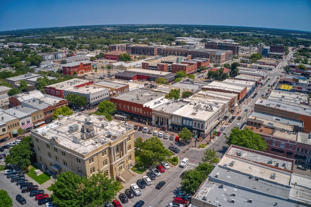 Aerial View of the DFW Suburb of McKinney, Texas during Summer