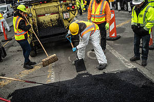 New York City Mayor Zohran Mamdani joins NYC DOT workers to fix the Williamsburg Bridge bump in Manhattan on Tuesday, January 6, 2026