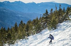 person skiing on Whiteface Mountain Lake Placid
