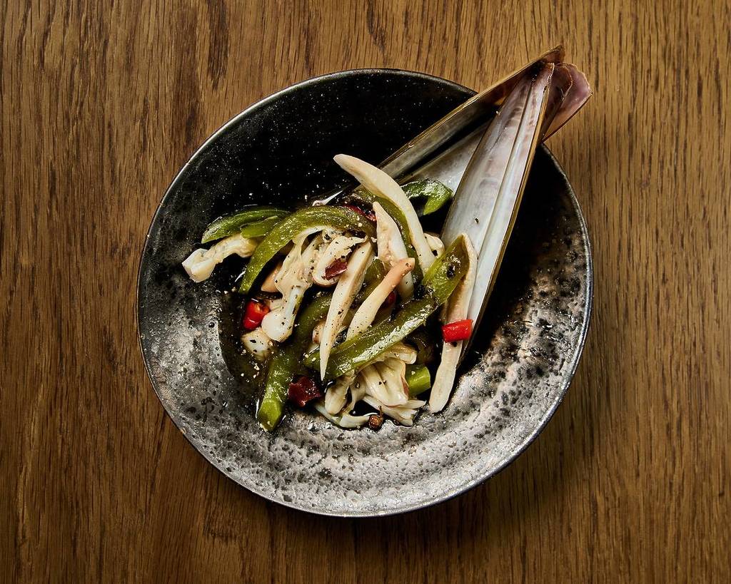 Smoked Sichuan Razor Clam Salad from Rulin in NYC