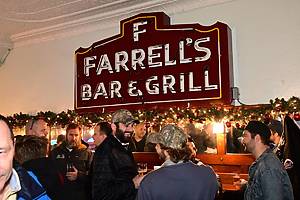 NEW YORK CITY - DECEMBER 06 2017: Budweiser's legendary Clydesdales delivered cases of beer to two of Brooklyn's most prodigious consumers of their famous brand. Interior of Farrell's Bar & Grill