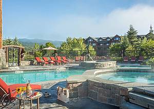 outdoor pool and hot tubs at Whiteface Lodge