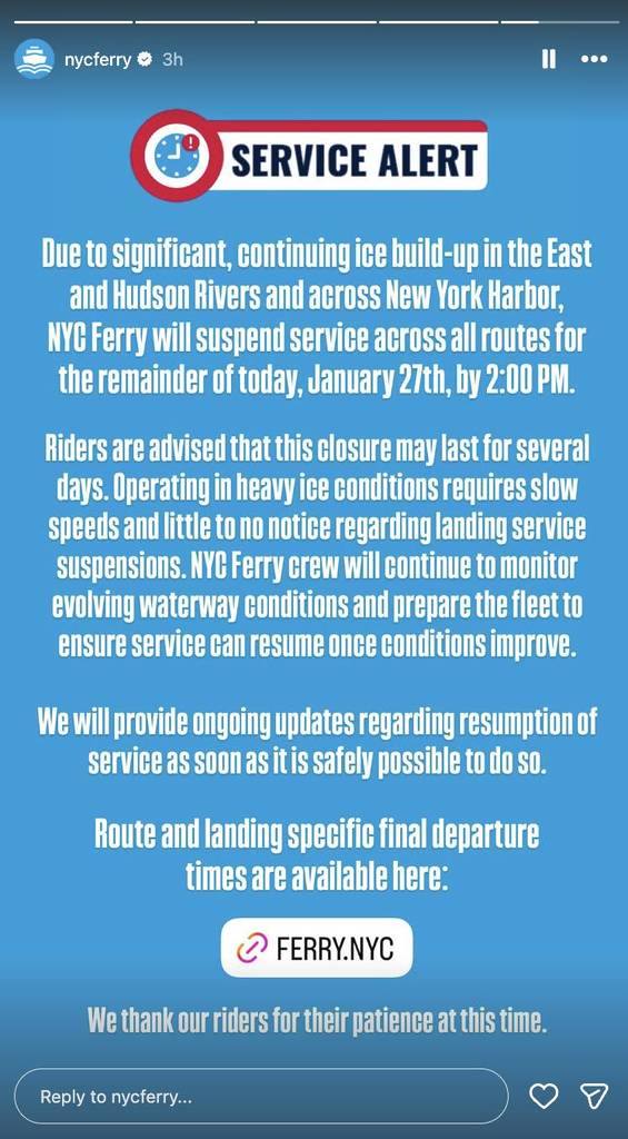 @nycferry alert