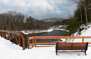 Ashokan Rail Trail, Boiceville Bridge Snowy Winter Scene.