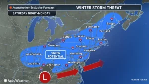 meteorologists tracking a potential snowstorm