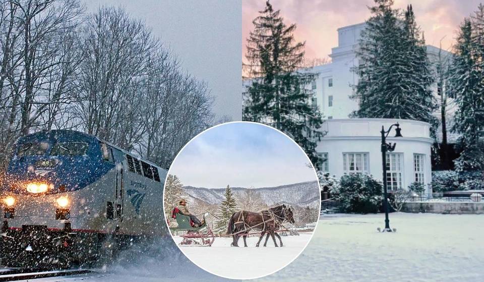 Dieser „Palast in den Bergen” liegt direkt gegenüber einem winzigen, schneebedeckten Bahnhof – steig in diese legendäre Amtrak-Route ein, um die New River Gorge zu durchqueren, Cocktails in einer Lounge aus der Mitte des Jahrhunderts zu schlürfen und in einem 6.500 Hektar großen Winterwunderland aufzuwachen.
