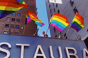 Elmo Restaurant and Lounge with pride flags