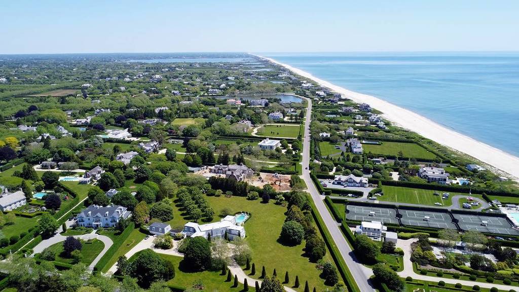 Aerial Views of the Beach in Southampton, New York 