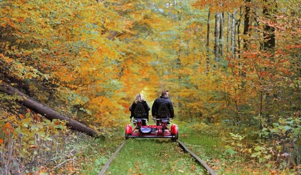 Once A Historic 1913 Railroad, This Surreal Catskills Trail Lets You Glide Through Forests On Pedal-Powered Rail Bikes