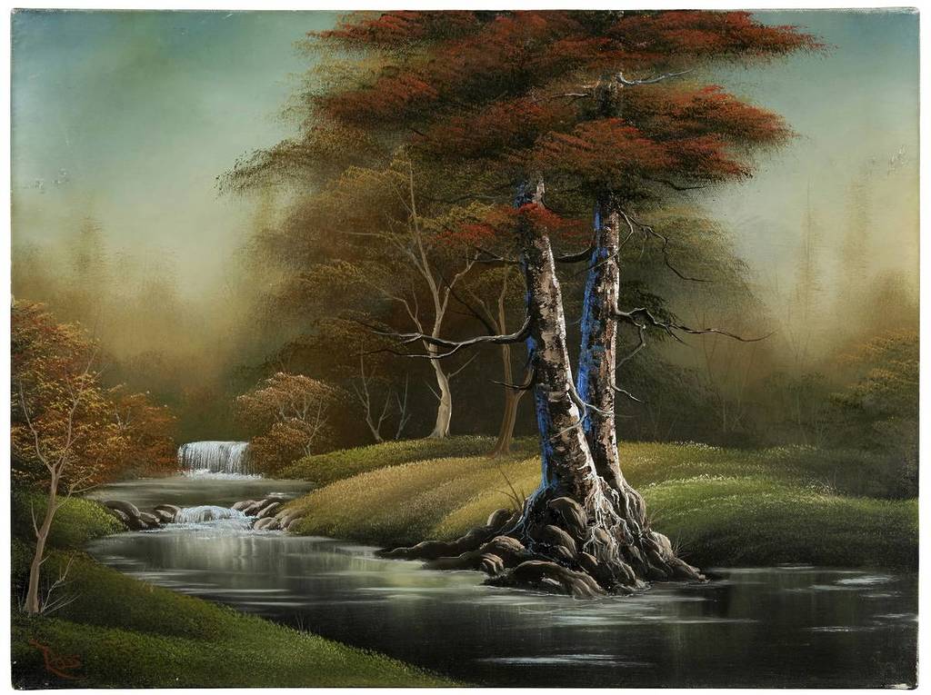 River's Peace, pintada em 1991 por Bob Ross (1942-1995), com valor estimado entre US$ 25.000 e US$ 45.000